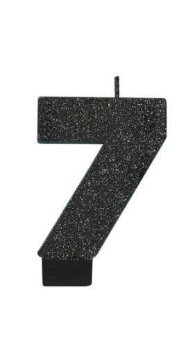 Sparkly Black Candle - No 7 - Click Image to Close